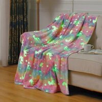 Dạ Quang Chăn Điều Hòa Không Khí Quilt Hai Mặt Flannel Kỳ Lân Dạ Quang Chăn Huỳnh Quang Keo In Chăn Mùa Hè Blan