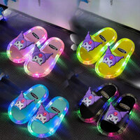 Dạ quang dép nữ LED flash kuromi Sanrio mặc ngoài mát mẻ dạ quang giày cười Lễ hội tại nhà Giày dự tiệc cho Giáng sinh
