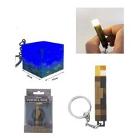 Dạ quang Minecraft Keychian Torch Quặng Vuông Mặt Dây Chuyền Móc Khóa Đồ Chơi Búp Bê