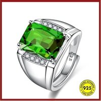 Đá quý màu thạch anh tím mở cá tính dành cho nam Nhẫn ngọc lục bảo dát hợp thời trang