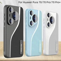 Da Sang Trọng Vô Hình Giá Đỡ Kính Trong Suốt Bảo Vệ Ống Kính Máy Ảnh Vỏ Điện Thoại Cứng Cho Huawei Pura 70 Pro 70 Pro + P60 P50 Pro Ốp Lưng