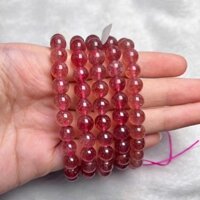 Đá thạch anh dâu tây hồng, vòng đơn và chuỗi quấn 3 đủ size nhà vyanh {Mua 1 tặng 2}