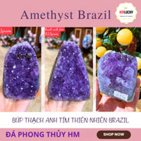 Đá Thạch Anh Tím Tự Nhiên,Hốc Thạch Anh Tím Tinh Thể Brasil,Búp Thạch Anh,Nhiều Size Cỡ(Tặng đế gỗ)