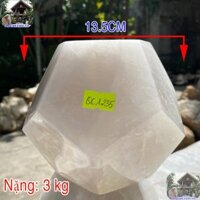 Đá thạch anh trắng 12 mặt QC1235 nặng 3kg, đường kính 13.5cm, giá 2,7 triệu