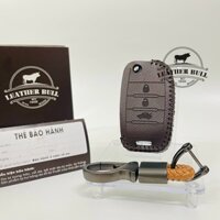 Da thật Bao da chìa khoá xe ô tô KIA Morning, Sonet, Soluto chìa gập 2 nút, 3 nút bấm