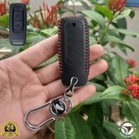 DA THẬT Bao da chìa khóa xe máy VISION 2021 - 2023, bảo hành 2 năm, da bò thật, - đen chỉ đỏ - chỉ lấy bao da