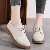 Da Thật Chính Hãng 3cm Giày Cao Gót Buộc Dây Nữ Mũi Nhọn Phong Cách Anh Quốc Nữ Giày Nữ Thường Ngày Mềm Nóng