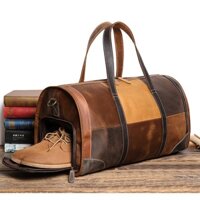 [Da thật] Túi du lịch nam da bò thật; Túi trống nam da sáp TT115LEA (Phối màu) - 100% da thật, BH 3 năm