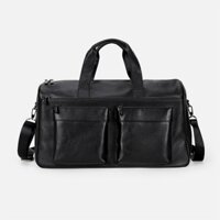 [Da thật] Túi trống nam da thật; Túi du lịch nam nữ da bò thật TT114VB (Black) - 100% da thật, BH 3 năm