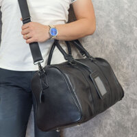 [Da thật] Túi trống nam nữ, Túi du lịch da bò thật TT109LEA (Đen/Cafe) - 100% da bò thật, BH 3 năm