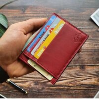 [Da thật] Ví thẻ Card holder da bò thật ❤️FREESHIP❤️ Đỏ đô CH104