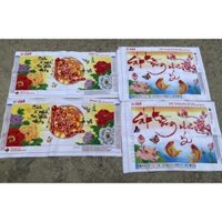 (Đã thêu 3) Tranh thêu chữ Phúc hoa mẫu đơn 80x40cm