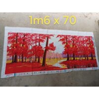 (Đã thêu xong chưa khung) Tranh thêu rồi về đóng khung Rừng lá đỏ 1m6 x 70 thêu kín
