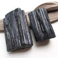 Đá Tourmaline Đen Lớn Dài Bảo vệ pha lê tự nhiên Bộ sưu tập mẫu khoáng chất