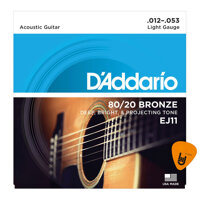 DAddario EJ11 - Bộ Dây Đàn Acoustic Guitar Cỡ 12 .012-.053 - Chính Hãng 8020 Bronze Strings - Kèm Móng Gảy DreamMaker