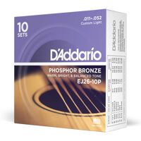 D’Addario EJ26 Phosphor Bronze Acoustic Guitar Strings, Custom Light (10 Pack) – Corrosion-Resistant Phosphor Bronze, Offers a Warm, Bright and Wel...