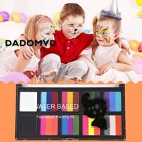 DADOMYD Face & Body Painting Kit, Sắc tố ba màu gốc nước, Cosplay dự tiệc bền bỉ với cọ trang điểm Tranh sơn dầu nghệ thuật Trang điểm mặt Unisex
