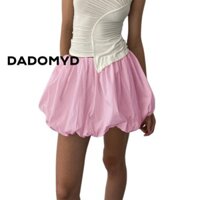 Dadomyd Lantern Mini Váy, Váy phồng xù dáng rộng, Váy dạo phố ngắn eo co giãn Váy bong bóng mùa hè