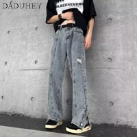 DaDuHey🔥 2023 Summer New Hip Hop Ins Trendy Casual Pants Men's Hong Kong Style High Street Personalized Letter Jeans