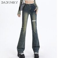 DaDuHey✨ Korean-Style Women's New Retro High Street Fashion Hot Girl Casual Jeans High Waist Slim Bootcut Pants