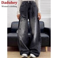 DaDuHey💕 New American Style Ins High Street Hip Hop Jeans Niche High Waist Loose Wide Leg Pants plus Size Trousers