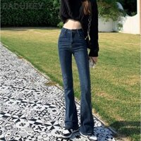 DaDuHey✨ New Korean Style Ins Casual Women's High Waist Bootcut Jeans Stretch Skinny Retro Wide Leg Slim Flare Pants
