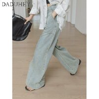 DaDuHey New Korean Version of INS Retro Washed Jeans Niche High Waist Loose Wide Leg Pants Large Size Trousers