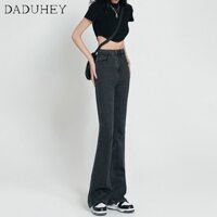 DaDuHey✨ New Women's Retro Wide Leg Slim Flare Black High Waist Stretch Skinny Pants Casual Bootcut Jeans