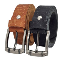 [Dài 130cm][Tặng đục lỗ] Dây nịt nam da bò thô DHM-541 | Mặt khoá kim laze xám tro thời trang | Bảo hành 12 tháng