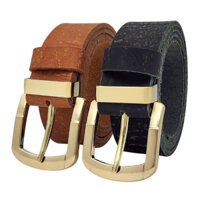 [Dài 130cm][Tặng đục lỗ] Dây nịt da bò thô DHM-498 | Mặt khoá kim mạ đồng kiểu bo tròn nam tính | Bảo hành 12 tháng