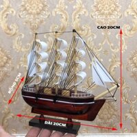 [Dài 20cm - Giao hàng nguyên chiếc] Mô hình tàu thuyền gỗ trang trí nhà cửa - tàu gỗ phong thủy thuận buồm xuôi gió