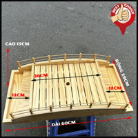 [Dài 60cm - thiết kế chuẩn Nhật] Khay cầu gỗ trang trí Sushi Nhật Bản khay gỗ trang trí món ăn cho tiệc Buffet