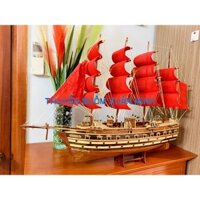 [Dài 77cm] Mô Hình Thuyền Buồm Gỗ Phong Thuỷ Jylland - Tàu chiến cổ phong thủy trang trí nhà cửa - Gỗ Xoan Đào