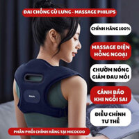 Đai Chống Gù Lưng Philips, Đai Chỉnh Hình Lưng, Đai Massage, Chườm Nóng, Hàng Chính Hãng, BH 12 Tháng