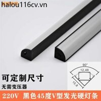 Dải đèn Led 220V Đen Hình chữ V Gắn bề mặt góc phải Tủ trưng bày đèn siêu sáng Thanh điều khiển @