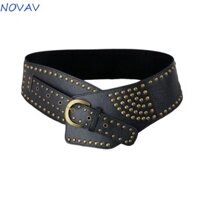 Đai đinh tán kim loại NOVAVIBE, Quần bó rộng Punk có thể điều chỉnh, Dây đeo thắt lưng bằng da PU Gothic Trang phục Corset eo giảm béo