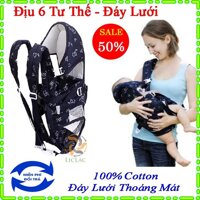 Đai Địu Em Bé - Đai Địu Em Bé Đa Năng 6 Tư Thế Cao Cấp - Đai Em Bé Chất Liệu 100% Cotton Mềm Mại Thoáng Khí Cho Bé - Hàng Việt Nam Chất Lượng Cao