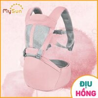 Đai địu vải lưới có bệ ngồi 4 tư thế cho trẻ sơ sinh, em bé 1 2 3  36 tháng tuổi đi xe máy MySun - Địu ngồi Hồng