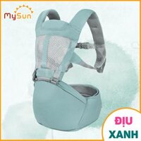 Đai địu vải lưới có bệ ngồi 4 tư thế cho trẻ sơ sinh, em bé 1 2 3  36 tháng tuổi đi xe máy MySun - Địu ngồi Xanh