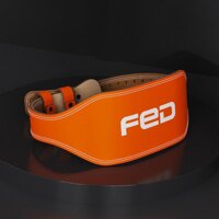 Đai Lưng Tập Gym Chính Hãng FED Da Bò Cao Cấp - Màu Cam - Size M 120cm