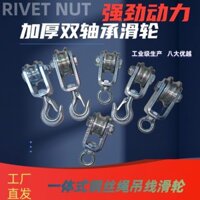 Đai nâng đôi vòng bi móc cẩu cáp nâng dây thép khối nhỏ bánh xe cẩu mini TA3T