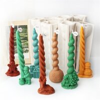 Dải nến giáng sinh khuôn silicone để trang trí sô cô la thủ công thạch cao xà phòng hương liệu ông già noel người tuyết elk hộp quà cây thông noel xoắn cực dài sáp