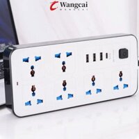 Dải nguồn ổ cắm WANGMCAI, Dây nối dài 2m EU US UK Power Multi Tap, Bảo vệ chống sét 6 ổ cắm AC & 3 nút nguồn USB An toàn Ổ cắm điện 1 loại C Trang chủ