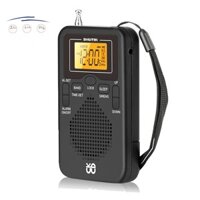 Đài Phát Thanh Di Động Mini AM FM Thời Tiết Đài Phát Thanh Bỏ Túi Màn Hình LCD Đồng Hồ Báo Thức Kỹ Thuật Số Đài Phát Thanh