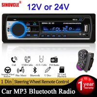 Đài Phát Thanh Ô Tô Bluetooth 12V Cho Xe Ô Tô 24V Cho Xe Tải 1Din Sterio 1 Din Stereo FM Âm Thanh Kỹ Thuật Số Âm Thanh 60Wx4