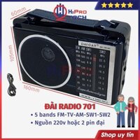 Đài Radio 701 Fm-Am 5 Band Sóng Khỏe, Tặng Dây Nguồn 220V, Đài Cắm Điện DAICAT Cho Người Già Dễ Dùng
