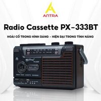 Đài Radio Cassette PX-333BT Thiết Kế Cổ Điển, Kết Nối Bluetooth, Hỗ Trợ USB, Thẻ Nhớ, Tai Nghe, AM/FM/SW, BH 12thg
