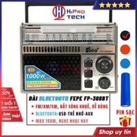 Đài Radio Fm-Am-Sw, Máy Nghe Nhạc Bluetooth Fepe Fp-308BT Cao Cấp Mp3-Usb-TF-Aux, Quà 50k Pin Sạc-H2Pro Tech