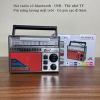Đài radio FM có tấm pin năng lượng mặt trời Fepe 310BT bắt sóng SW - AM - FM làm loa bluetooth, USB , Thẻ nhớ TF.