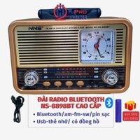 Đài Radio Nhật Bản NS8898BT Cổ Điển-Bluetooth-Đồng Hồ, Loa Thẻ Nghe Nhạc Cho Người Già - H2Pro Tech